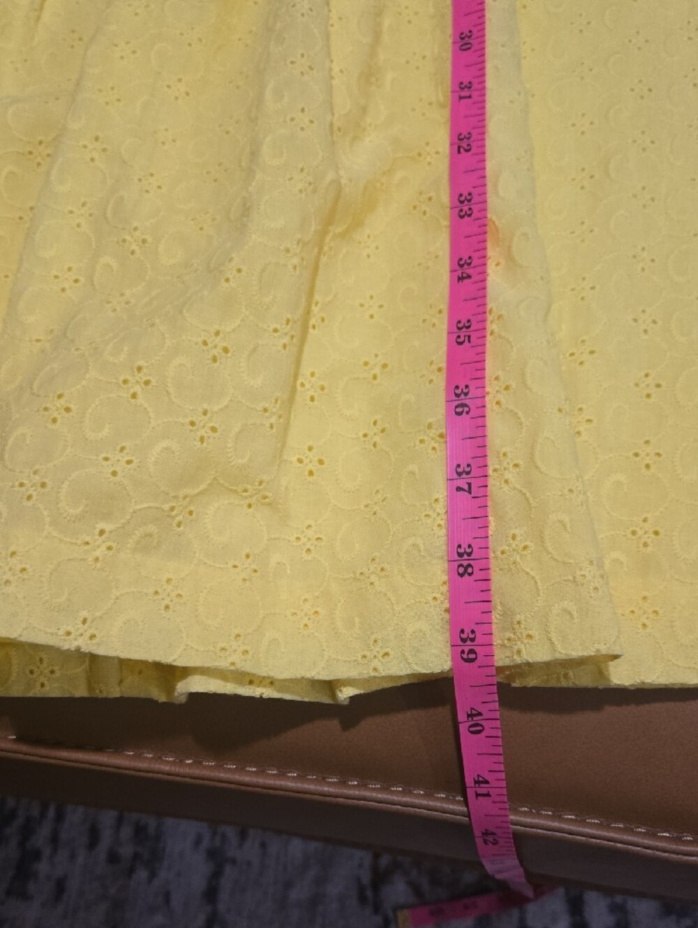 Chaps Eyelet Midi Dress โ Butter Yellow โ Like New - Picture 9 of 10